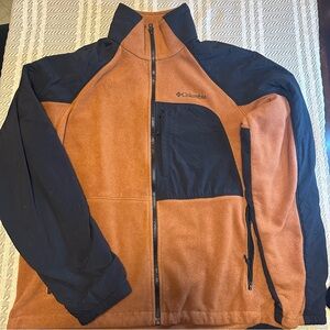 Columbia Sportswear Size L Full Zip Fleece Rust & Black Zippered Pockets